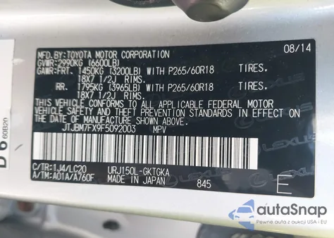 2015 Lexus Gx 460 from USA, damaged, VIN JTJBM7FX9F5092003